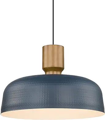 Darkaway Oversized Industrial Pendant Light Fixtures with Hammered Metal Shade, 18.1inch Blue Lar... | Amazon (US)