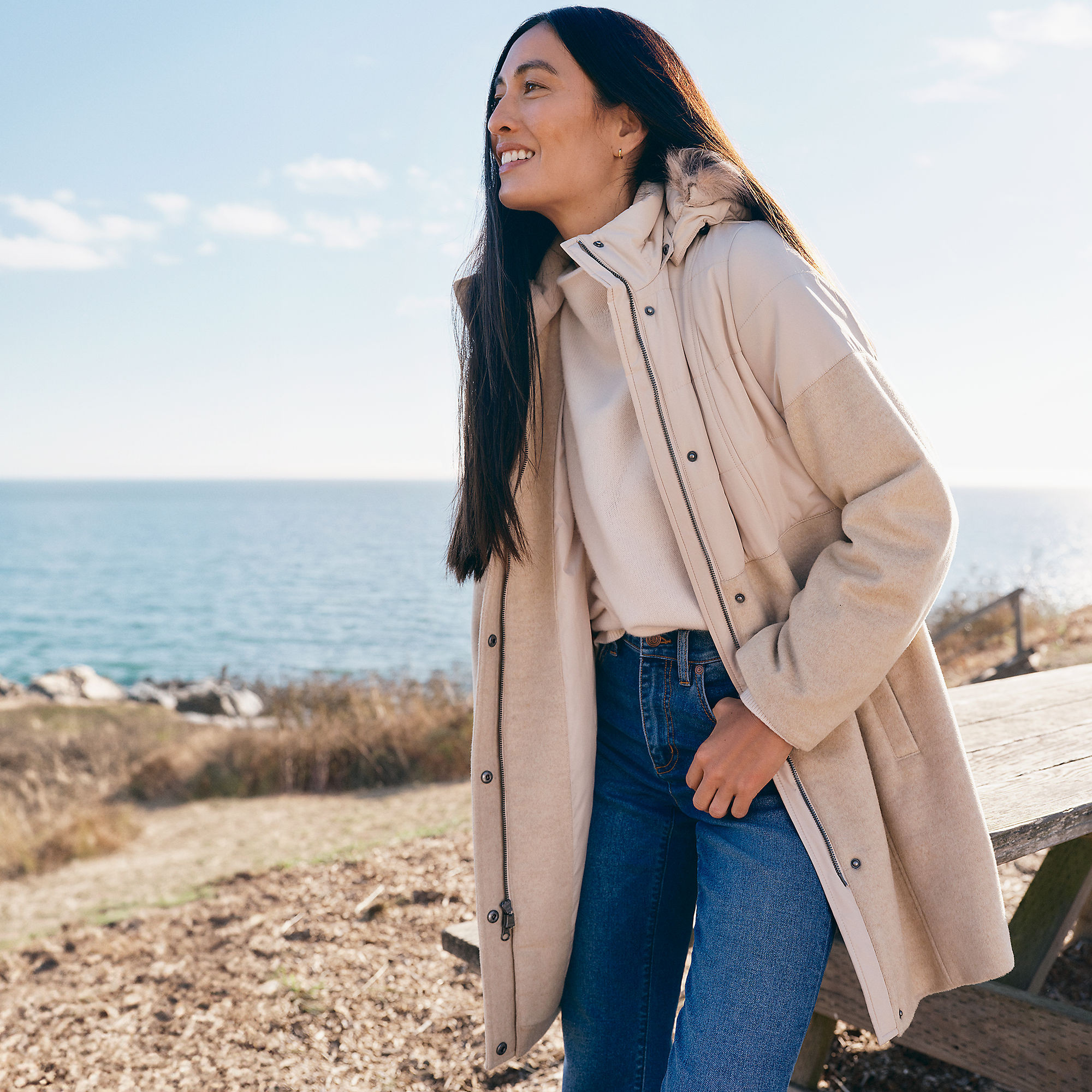 Women's Wool Hybrid Coat | Lands' End (US)
