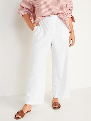 High-Waisted Wide-Leg Linen-Blend Pants for Women | Old Navy (US)