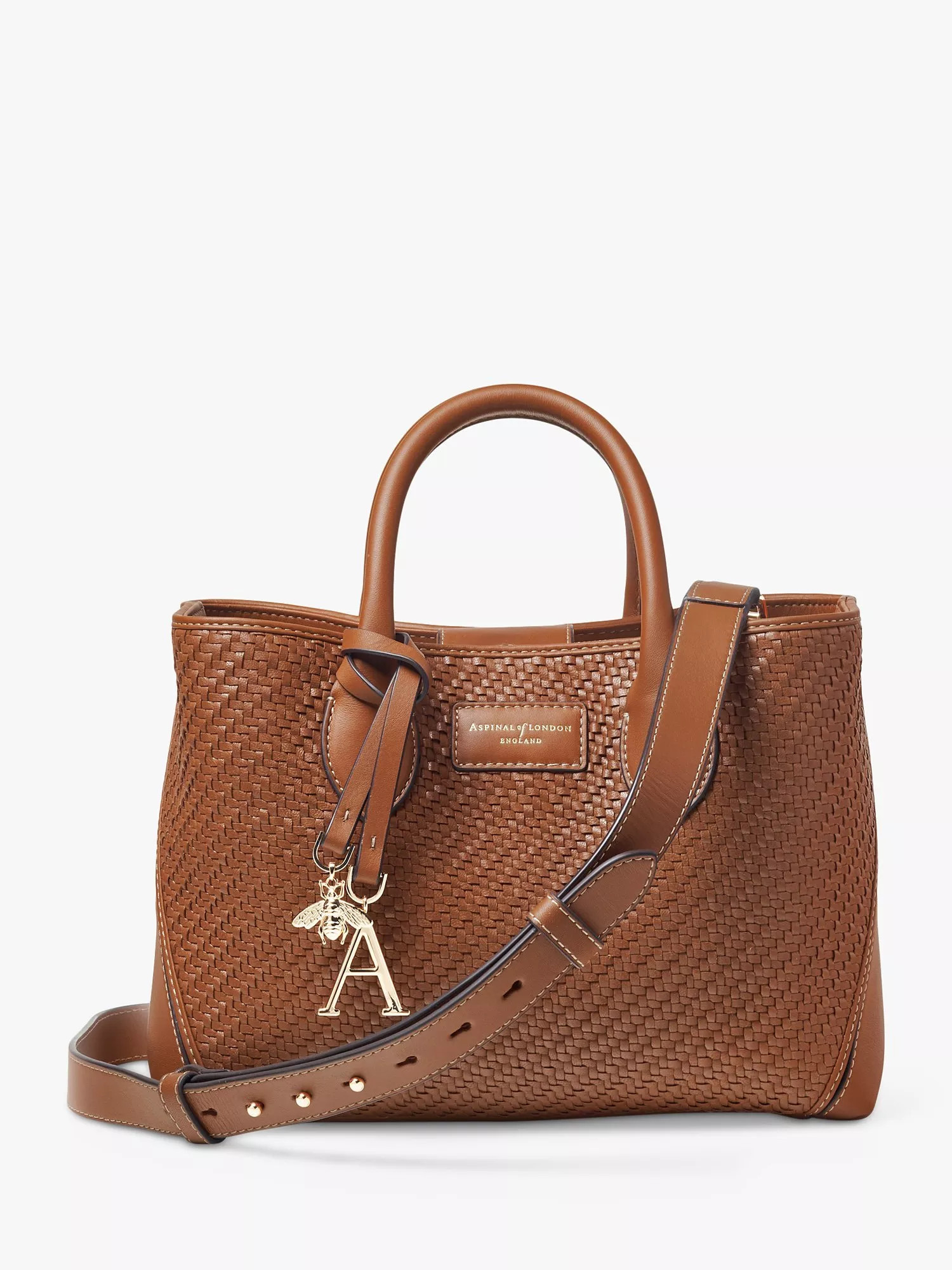 Aspinal of London London Midi Diagonal Plain Weave Leather Tote Bag | John Lewis (UK)