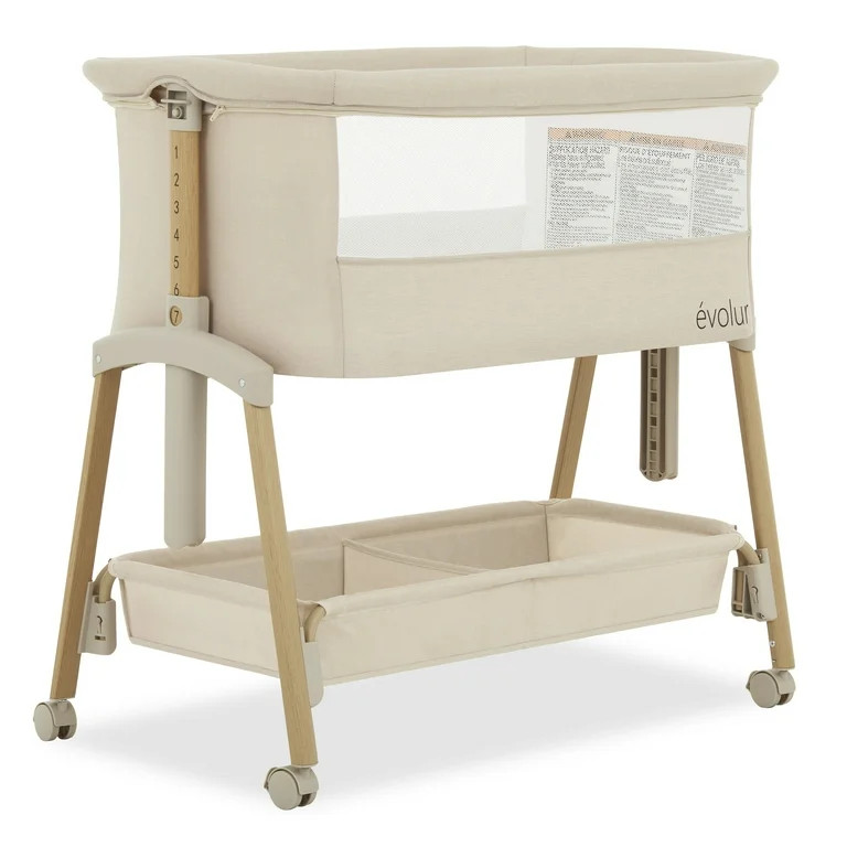 Evolur Lullaby Portable Bassinet With Wheels, Beige | Walmart (US)
