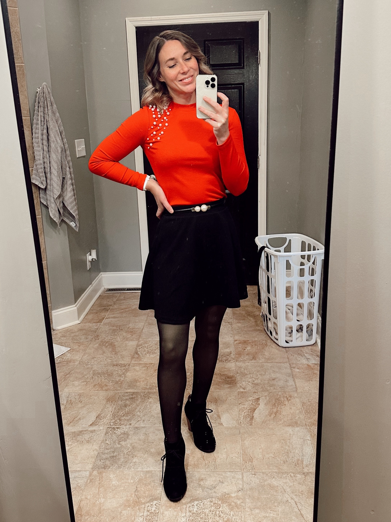 More #pearl goodies ♥️ Today’s #church outfit, would be cute #workwear too. I have this top in black, too. I’m wearing a small. I could probably size up, the arms are tight and the fit is short. The pearls are well attached and have survived the wash many many times. Skirt is a small and fits well.

These are the thermal leggings that look like tights. And honestly I can’t figure out which way is forwards or backwards but this particular pair is not super comfortable. But they were a couple bucks so 🤷🏼‍♀️

#LTKworkwear #LTKfindsunder50 #LTKstyletip