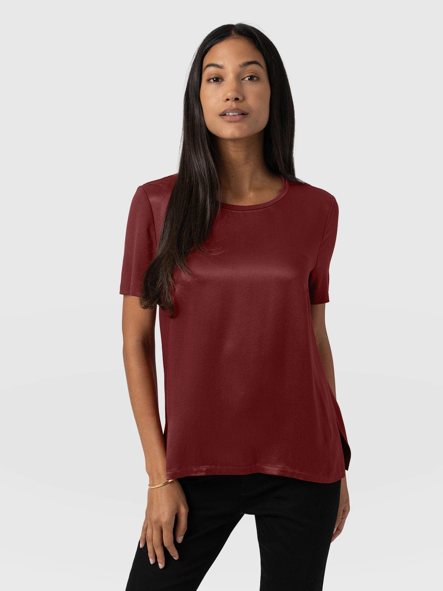 Rayner Contrast Tee - Maroon | Saint + Sofia