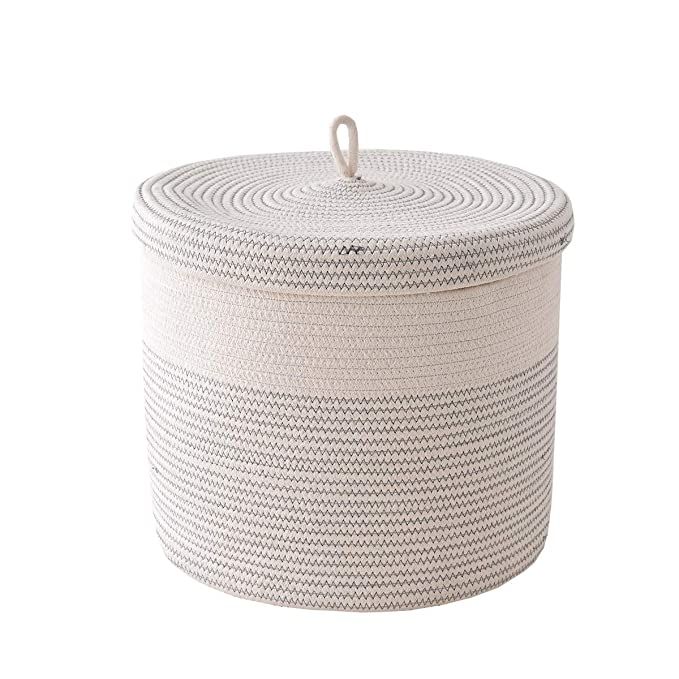 Tegance Woven Rope Basket with Lid - Cotton Rope Woven Baskets for Organizing, Large Laundry Bask... | Amazon (US)