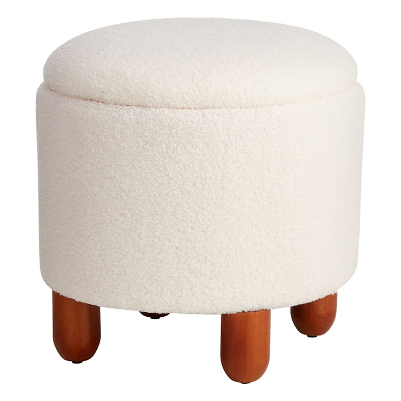 Shay White Storage Ottoman | At Home