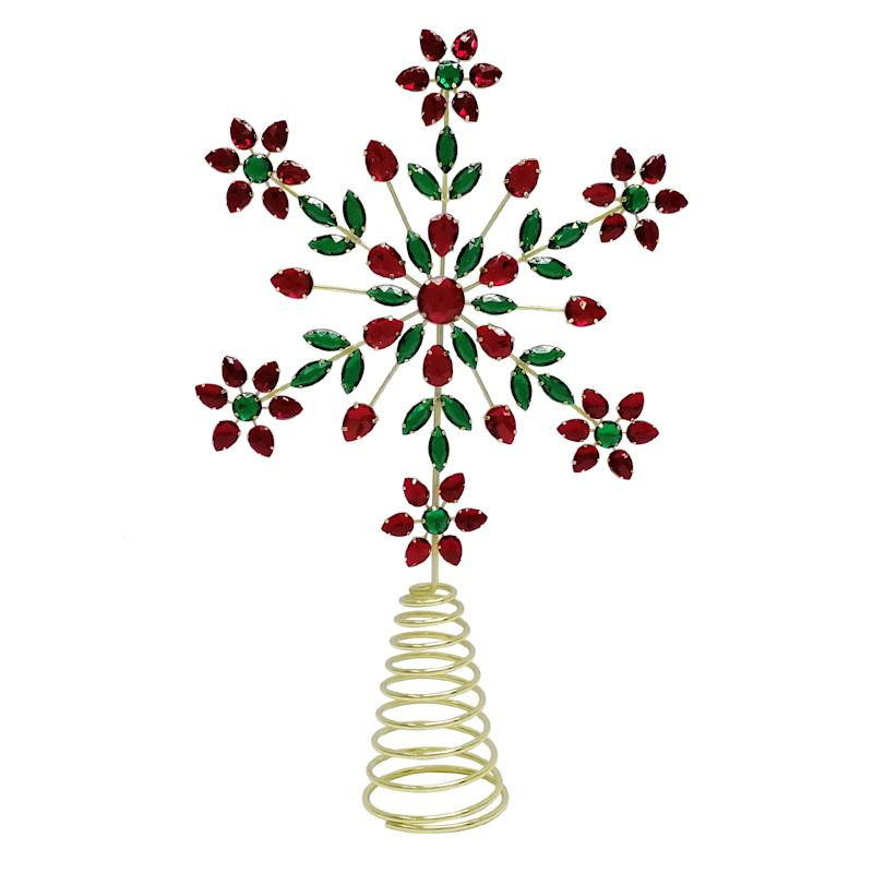 Red & Green Gem Snowflake Tree Topper, 13" | At Home