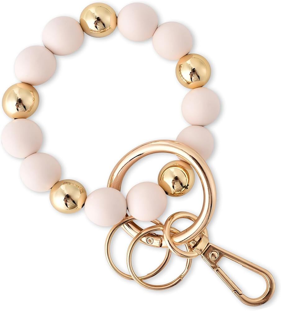 Junyuerly Wristlet Keychain Silicone Beaded Key Ring Bracelet for Women Elastic Bangle Key Chain ... | Amazon (US)
