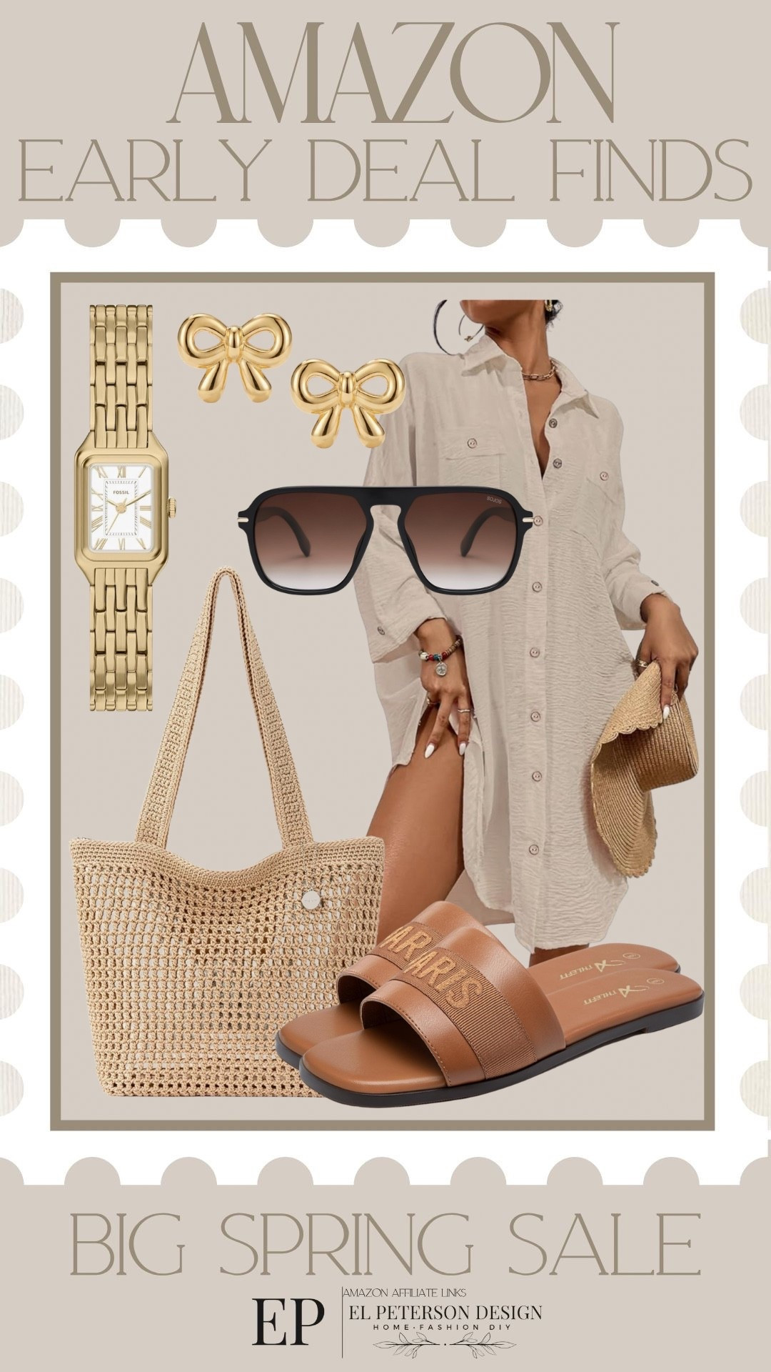 Amazon Big Spring
Early Deal Finds
Swim cover up
Earrings
Watch
Sandals
Beach bag
Sunglasses 

#LTKSaleAlert