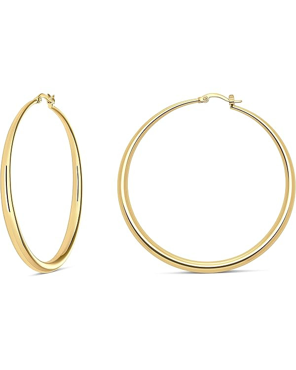 MILLA 14K Gold Hoop Earrings For Women, Silver Hoop Earrings & Rose Gold Earrings with Graduated ... | Amazon (US)