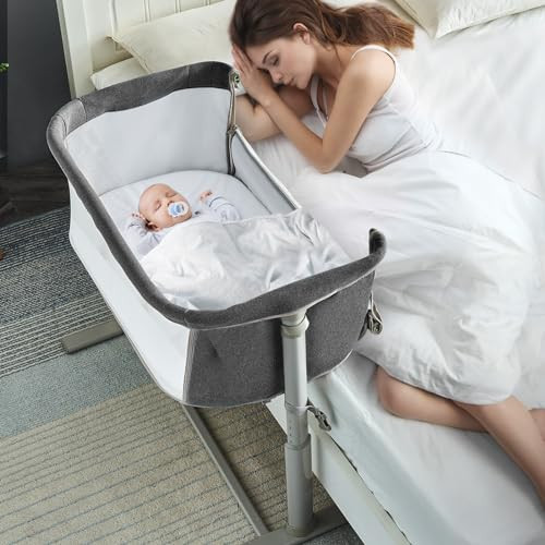 SYCYH Baby Bassinet Bedside Sleeper, Breathable Mesh Bedside Crib, 6 Height Adjustable Bassinet for Infants | Amazon (US)