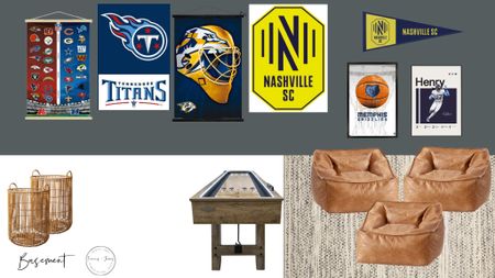 Nashville Sports, Titans, Nashville Soccer Club, Grizzlies, Soccer Pendant, Leather Bean Bags, Air Hockey, Storage Baskets, Basement Set Up

#LTKhome #LTKkids #LTKstyletip