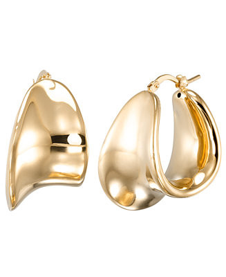 High Polished Concave Round Hoop Earrings in 18k Yellow Gold Over Sterling Silver | Macy's