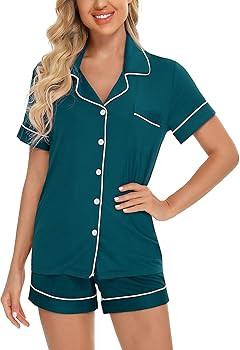 Anjue Women Pajamas Set Bride Pajamas Short Sleeve Sleepwear Button Down Lounge Sets Nightwear So... | Amazon (US)