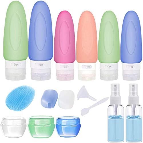 POLENTAT 17 Pcs Silicone Travel Bottles Set, TSA Approved Travel Size Containers for Toiletries f... | Amazon (US)