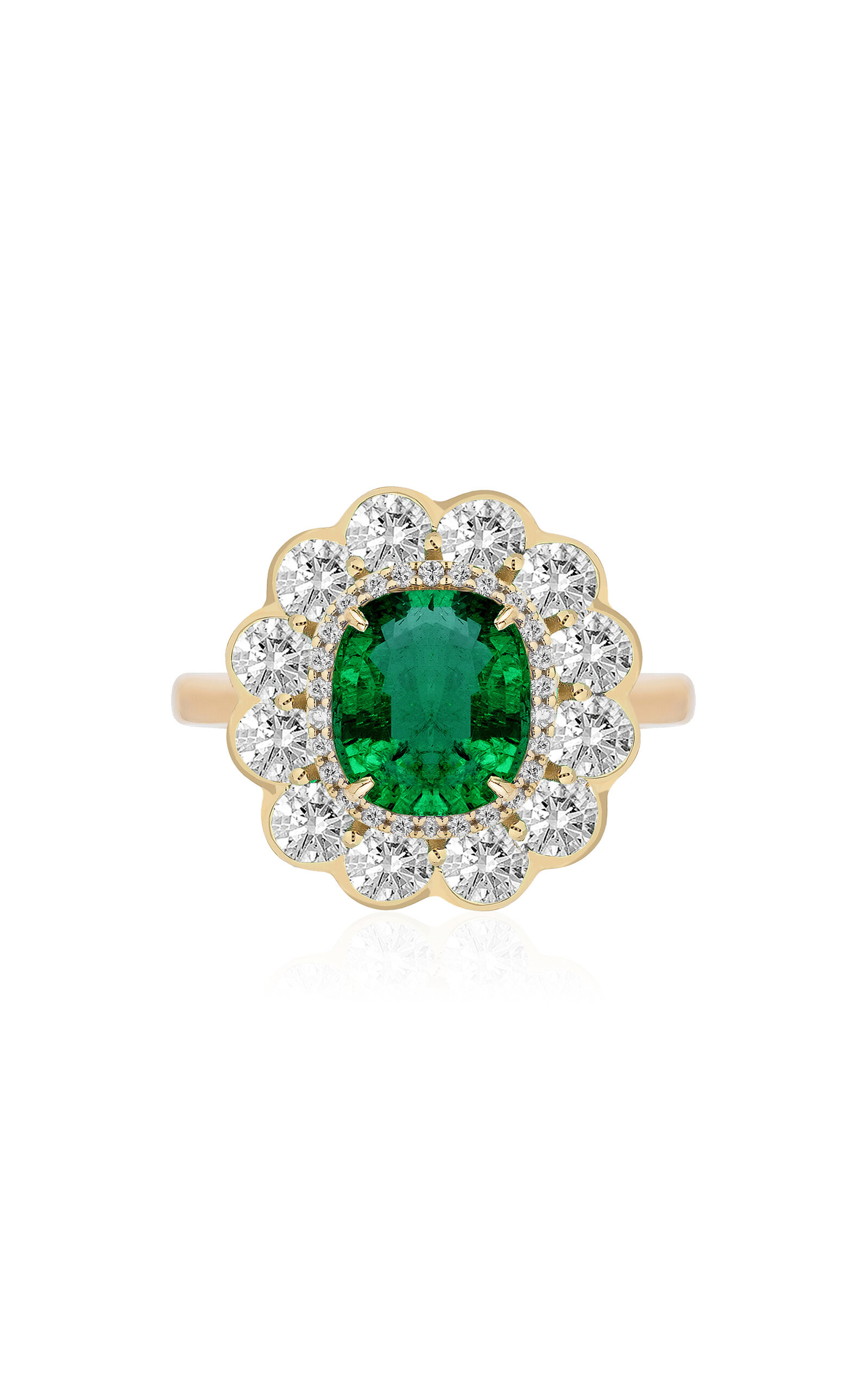G-One 18K Yellow Gold Diamond Emerald Ring | Moda Operandi (Global)