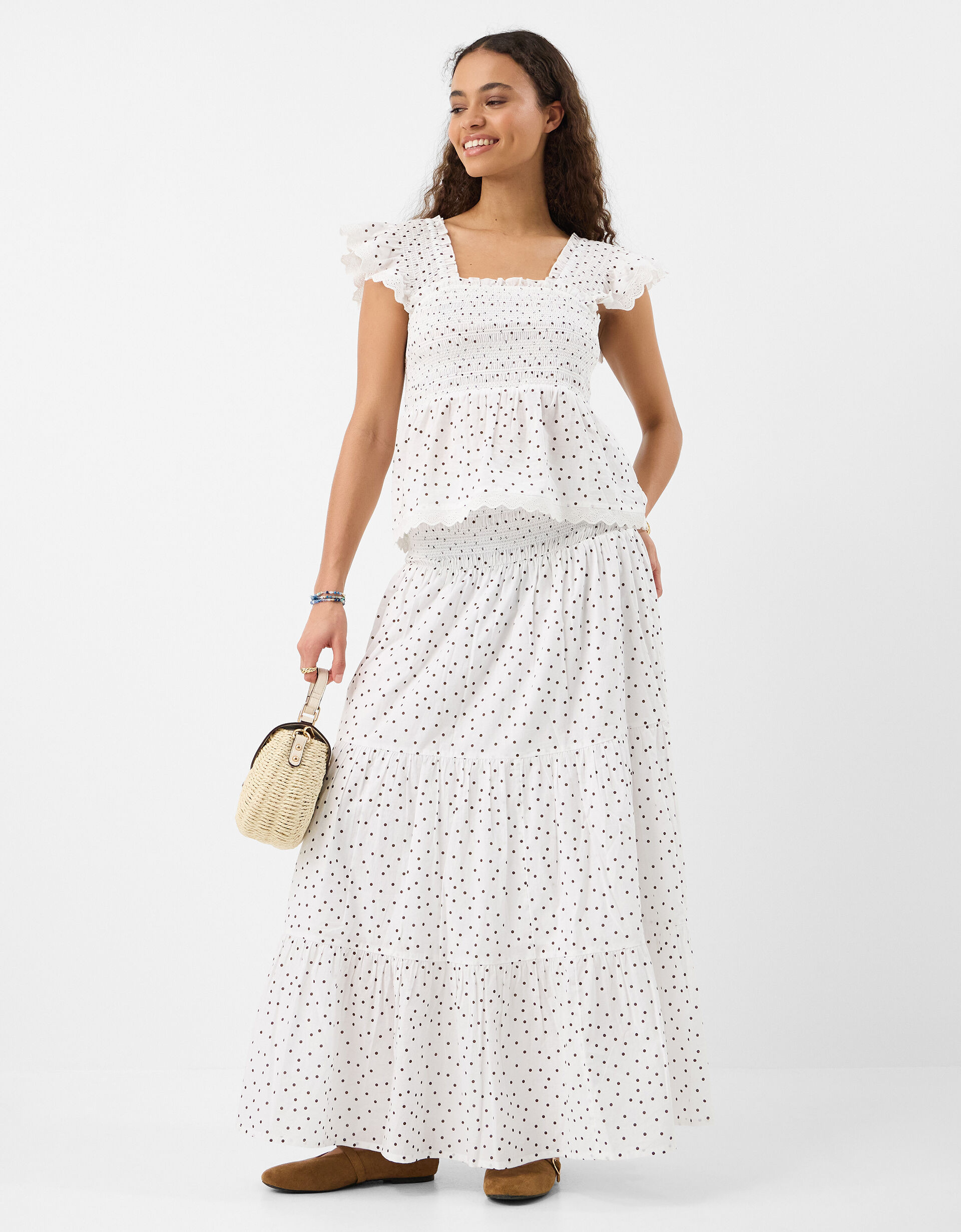 Polka Dot Tiered Maxi Skirt Ivory | Accessorize (Global)