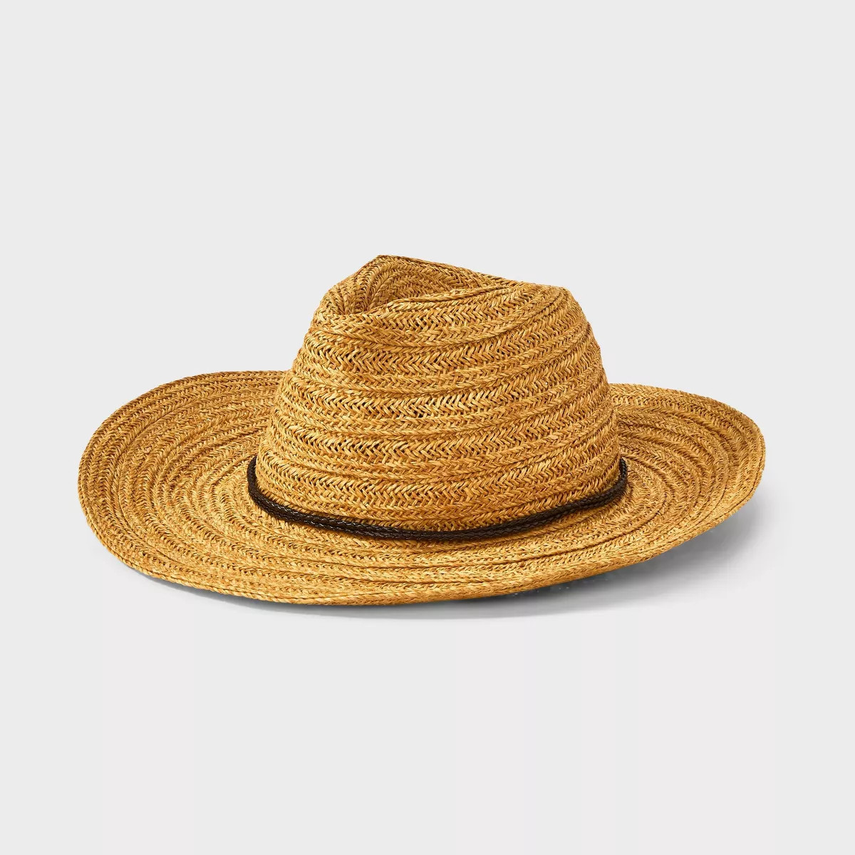 Straw Western Hat with Braided Detail - Universal Thread™ Tan S/M: Adjustable Woven Boater Hat | Target