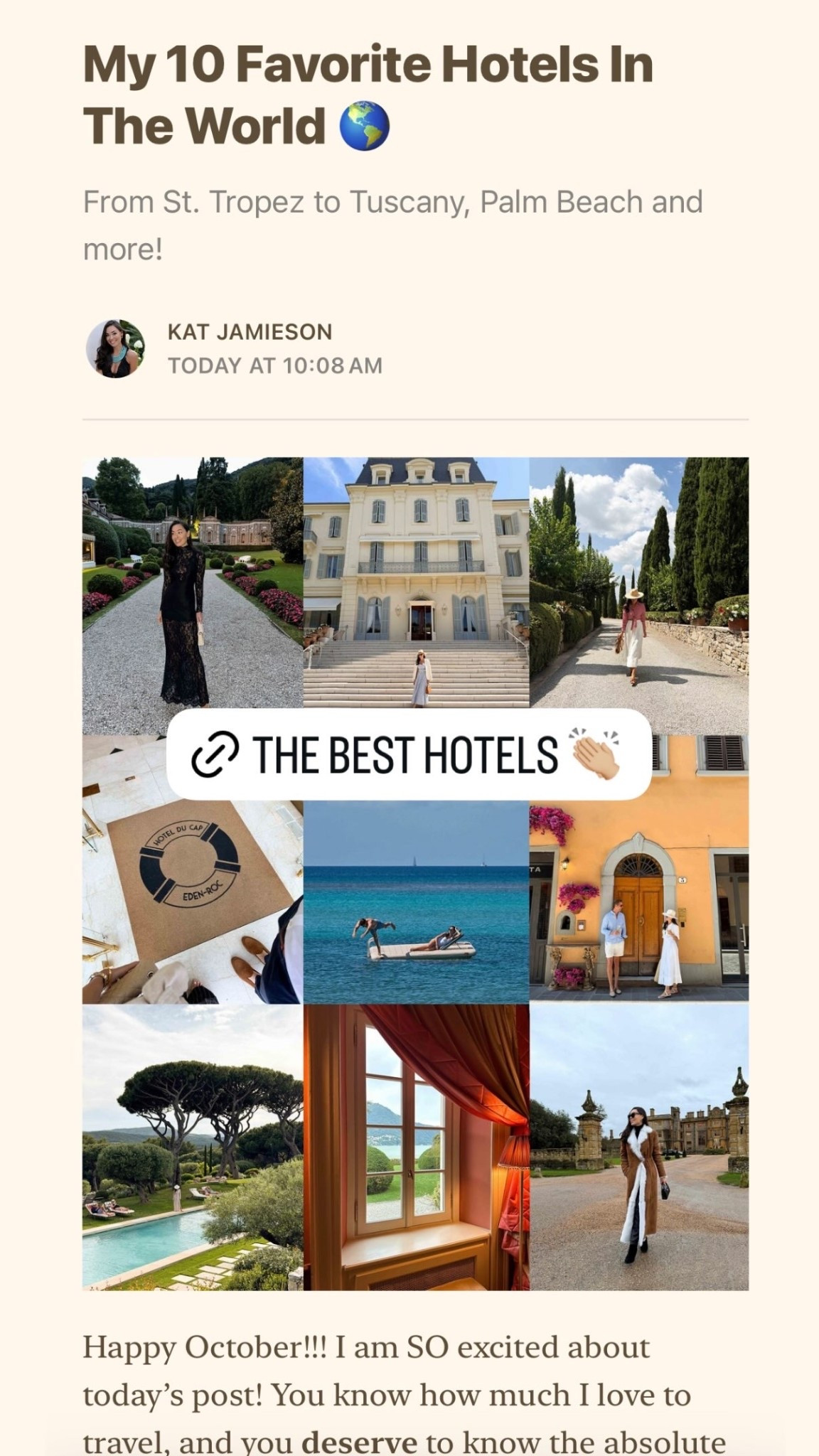Sharing my top 10 favorite hotels in the world on Substack!!

#LTKTravel #LTKstorytime #LTKdayinmylife