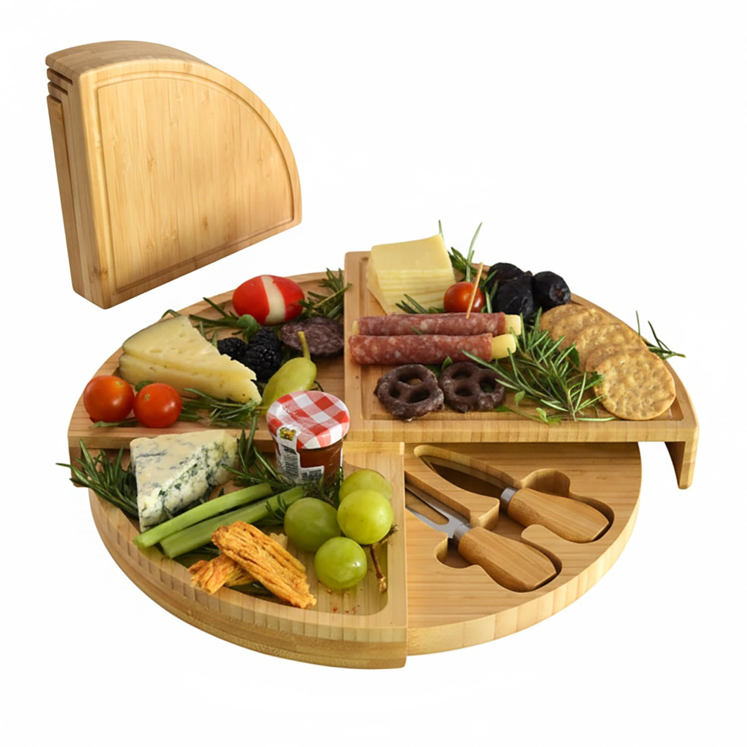 Picnic at Ascot Bamboo Cheese/Charcuterie Board with Knives & Cheese Markers- Innovative Patented... | Amazon (US)