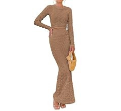 BTFBM Women's Fashion 2 Piece Outfits 2023 Fall Winter Long Sleeve Bodycon Pullover Tops Ruched M... | Amazon (US)