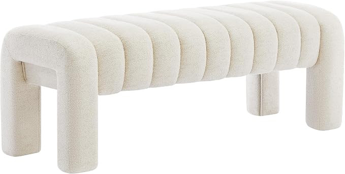 43.3" Bedroom Bench, Upholstered Entryway Bench, Modern End of Bed Ottoman with Solid Wood Legs a... | Amazon (US)
