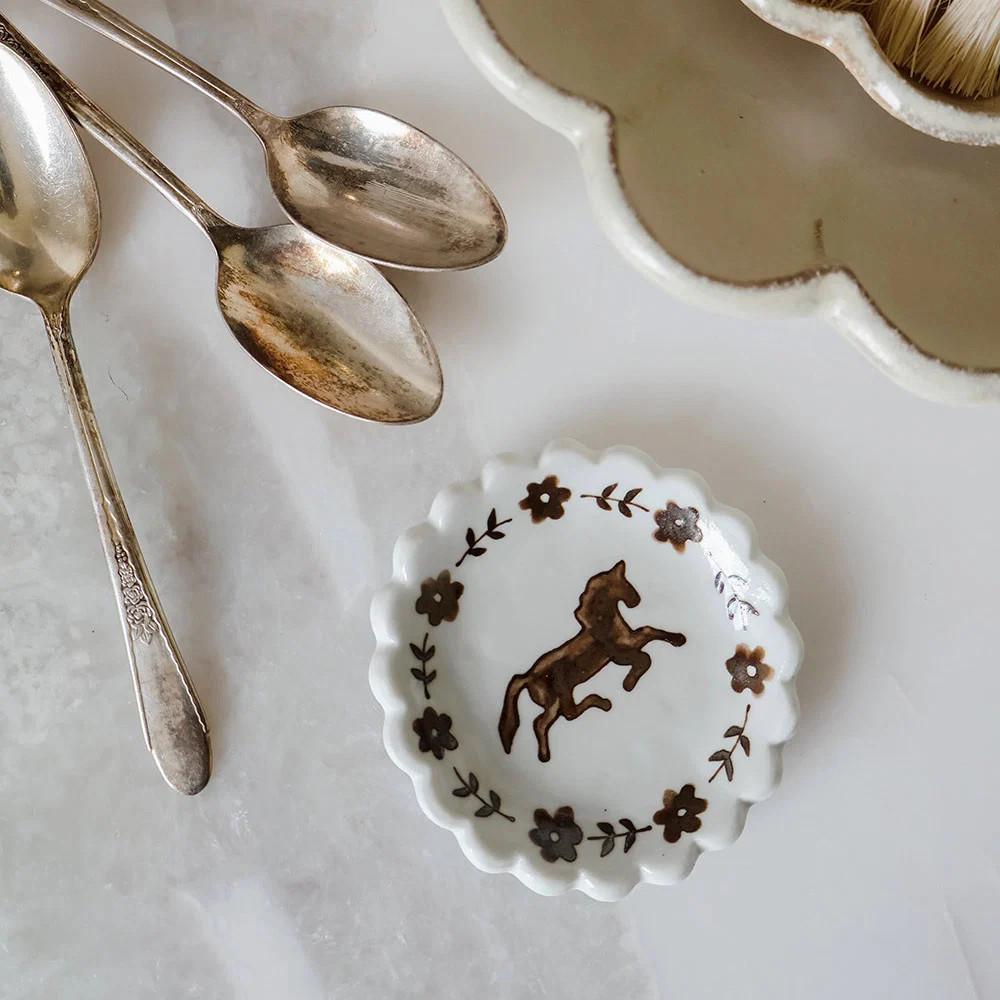 Hand-painted Porcelain Pony Dish | Roan Iris