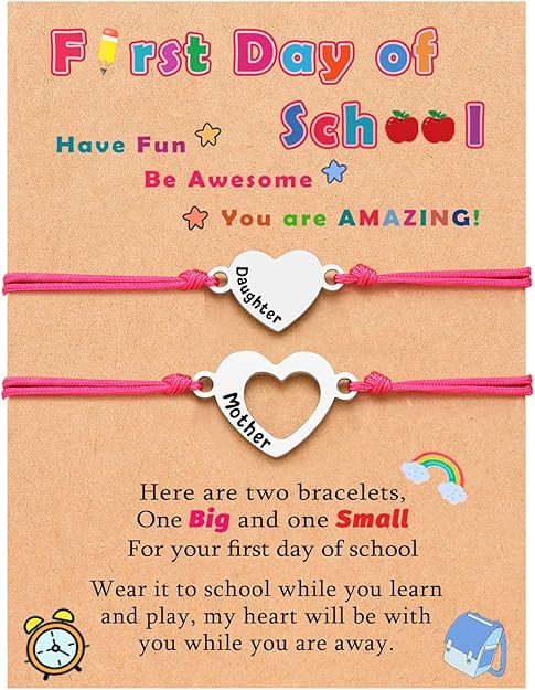 UNGENT THEM Matching Heart Mother Daughter Bracelets Back to School Bracelet First Day of School ... | Amazon (US)