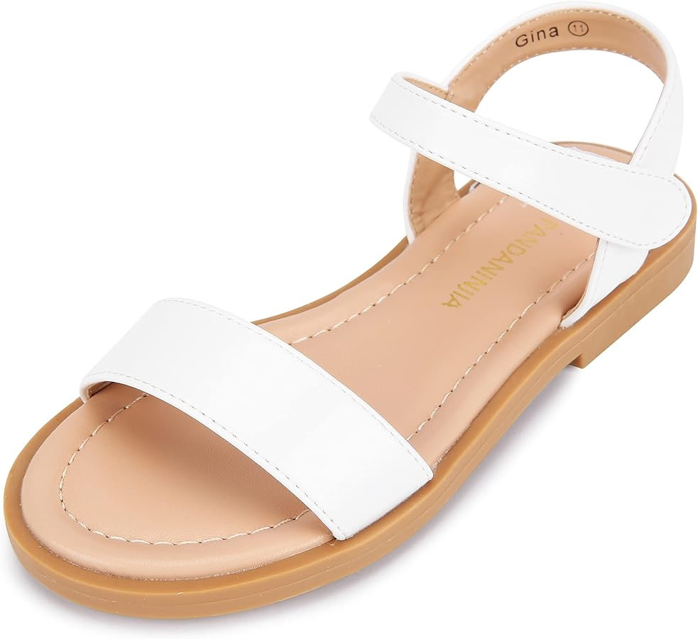 PANDANINJIA Gina Girls Sandals Open Toe Summer Flats Dress Sandals shoes Toddler/Little Kid/Big K... | Amazon (US)