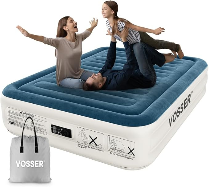 Queen Air Mattress with Built-in Pump,18''Fast & Easy Inflation/Deflation Inflatable Mattress, Fo... | Amazon (US)
