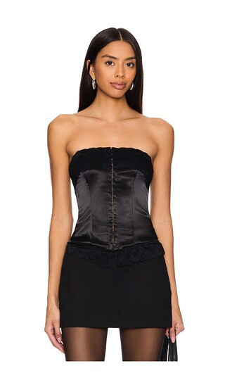 MORE TO COME Lucia Corset Top in Black. - size XS | Revolve Clothing (Global)