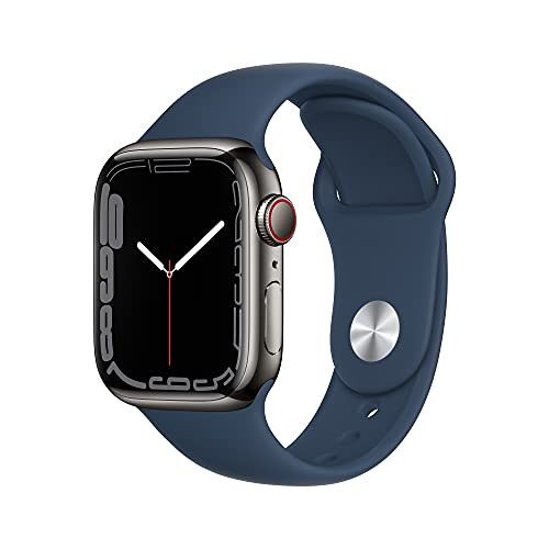 Apple Watch Series 7 (GPS + Cellular, 41MM) Graphite Stainless Steel Case with Abyss Blue Sport Band (Renewed) | Amazon (US)
