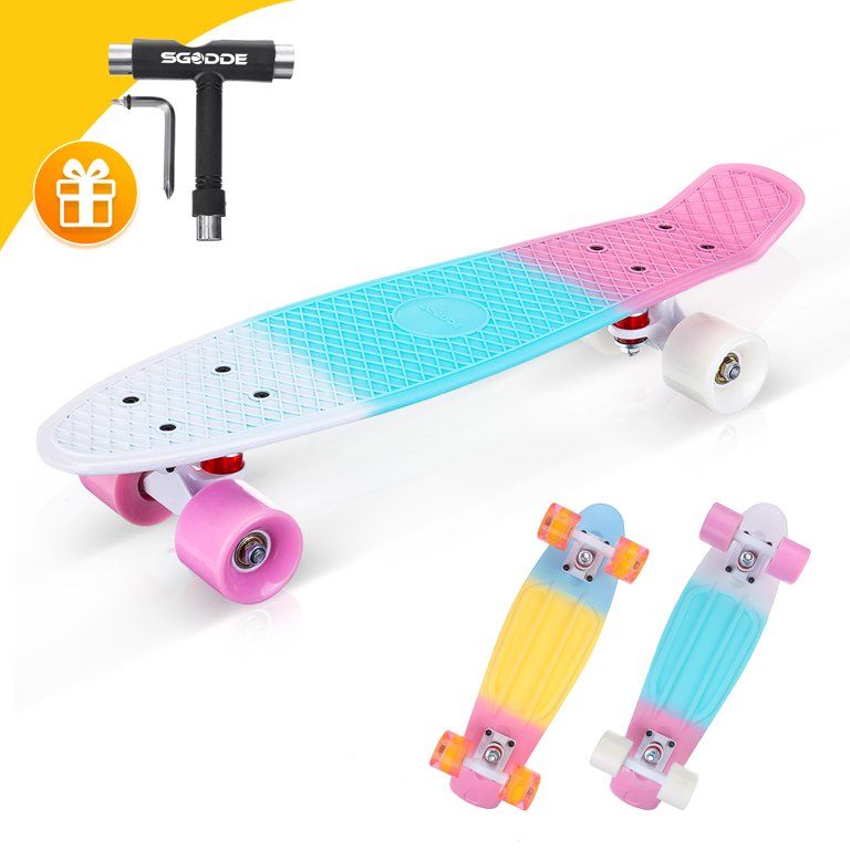 Skateboard for Kids Ages 6-12, SGODDE  Longboard Skateboards, 22" Mini Cruiser Skateboards with L... | Walmart (US)