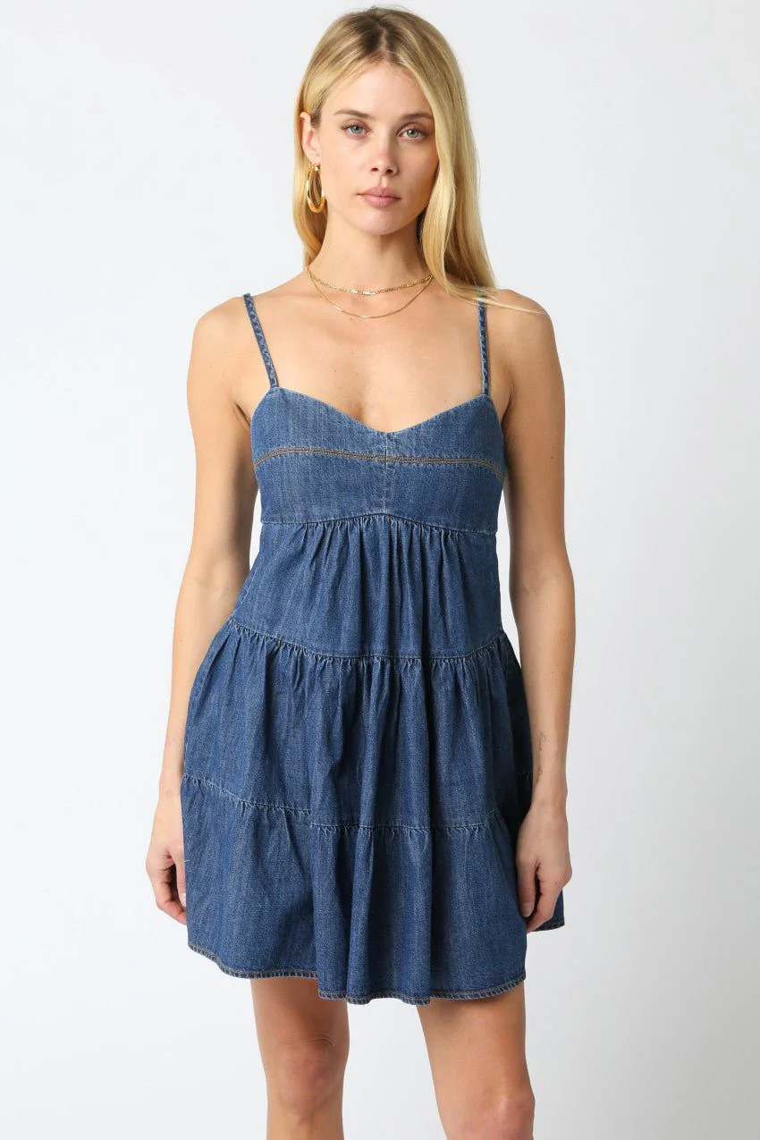 Tiered Denim Mini Dress – Weekend Ready Look - Boho | Boho Pink