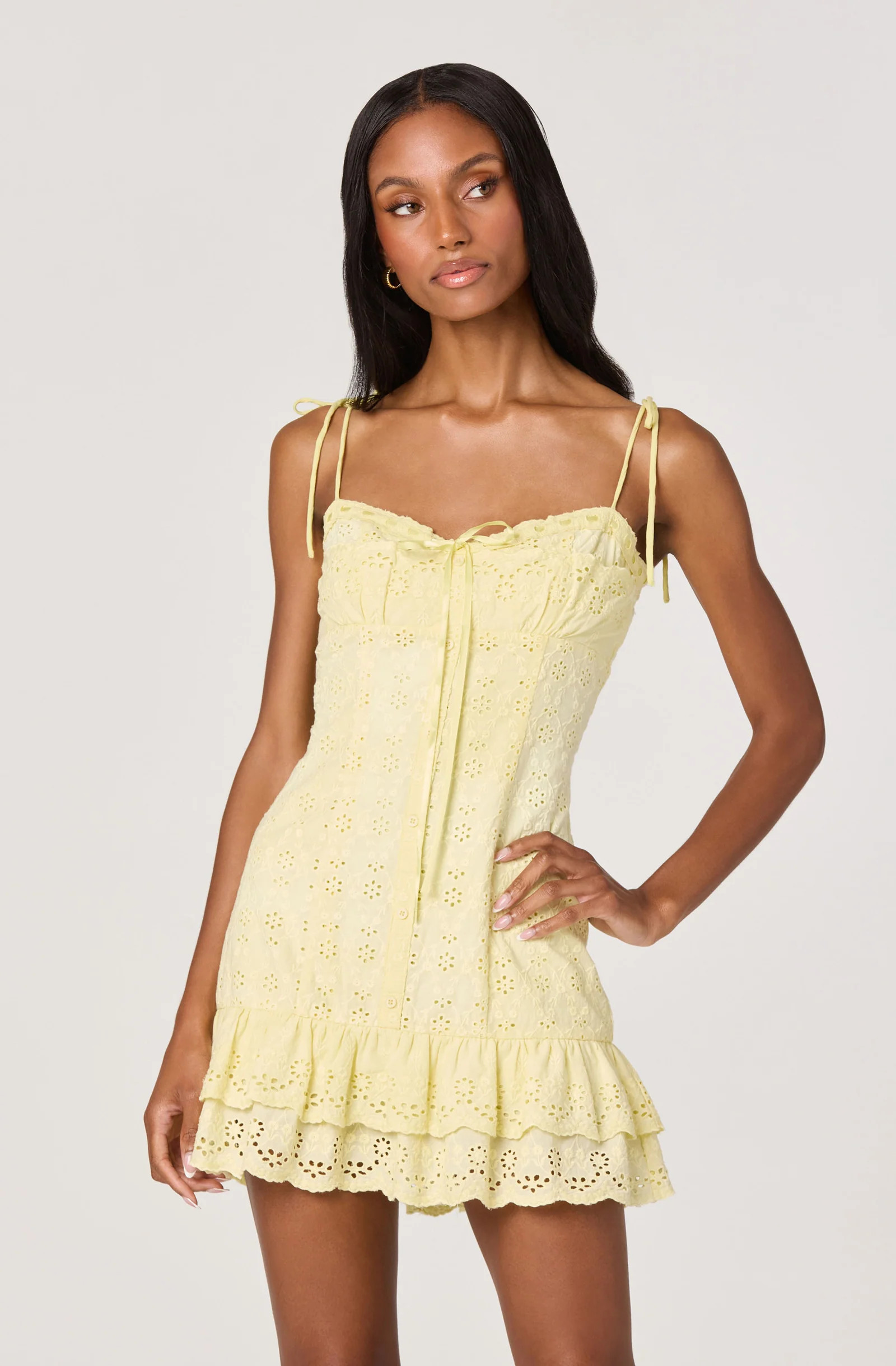 Kelley Eyelet Tie-Strap Mini Dress | ASTR The Label (US)