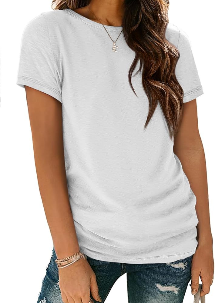 ATHMILE Womens T Shirt Summer Tops Short Sleeve Fashion Basic Casual Oversized Beach Vacation Clo... | Amazon (US)