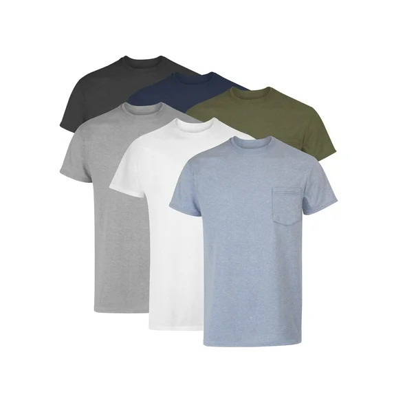 Hanes Men's Value Pack Assorted Pocket T-Shirt Undershirts, 6 Pack | Walmart (US)
