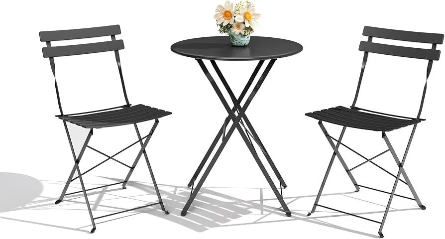 GarveeLife 3-Piece Folding Bistro Set, Foldable Patio Furniture Set with Premium Frame, Outdoor B... | Amazon (US)