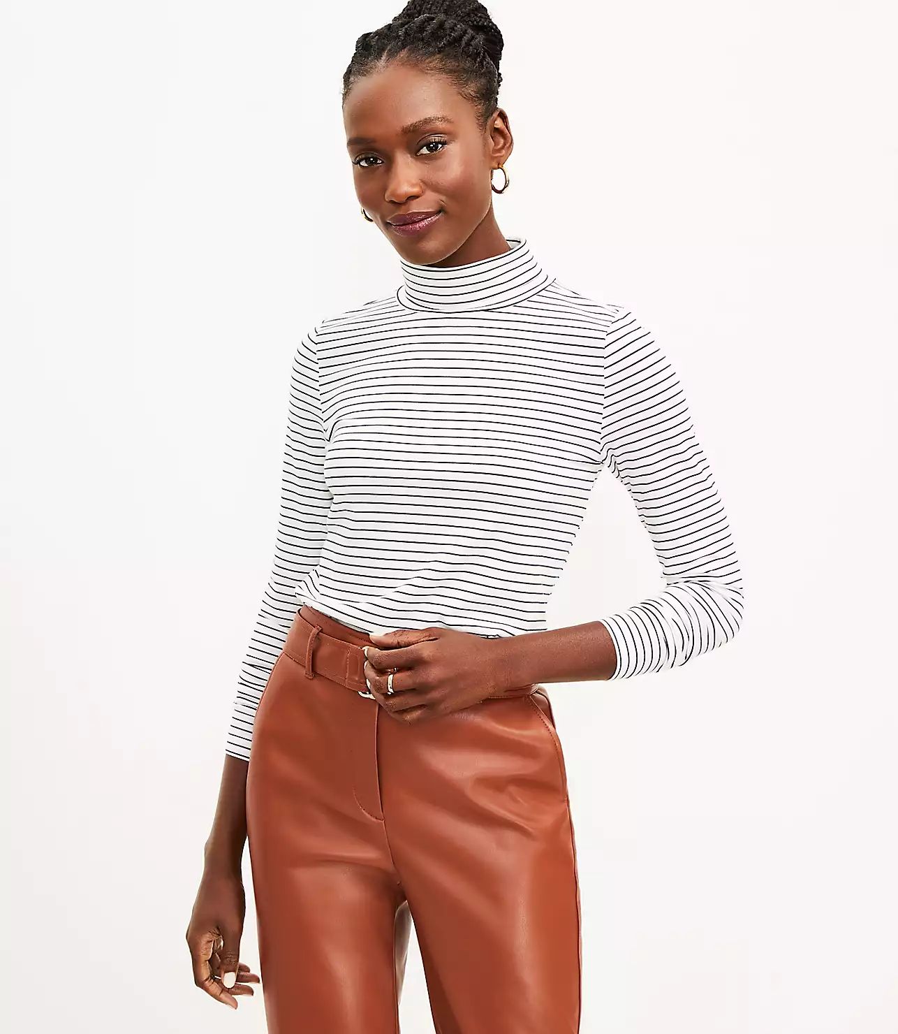 Striped Turtleneck Top | LOFT