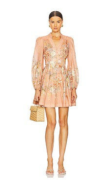 Zimmermann Tallow Plunge Mini Dress in Pink Multi Floral from Revolve.com | Revolve Clothing (Global)