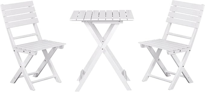 Outsunny 3 Piece Bistro Table and Chairs Set of 2, Natural Wood Outdoor Bistro Set with 2 Folding... | Amazon (US)