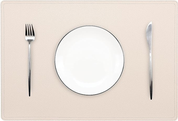 Set of 4 Faux Leather Placemats, PU Table Mats, Waterproof, Stain Resistant, Heat Resistant, Non-... | Amazon (US)