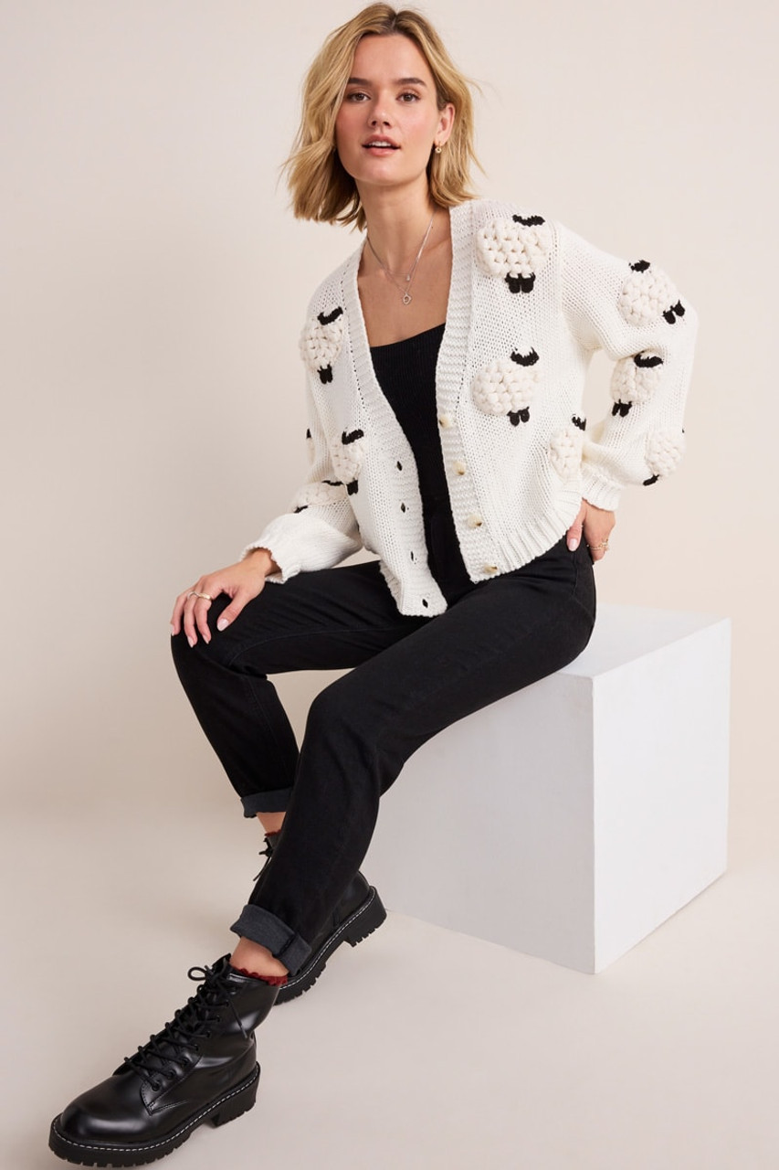 Sheep Button Front Cardigan | Francesca's
