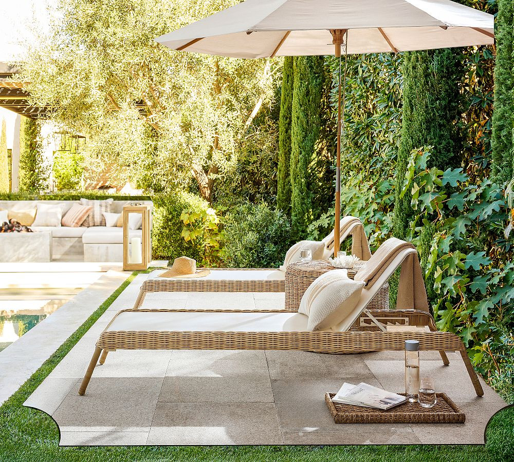 Huntington Mesh Stackable Outdoor Single Chaise Lounge, Set of 2 | Pottery Barn (US)