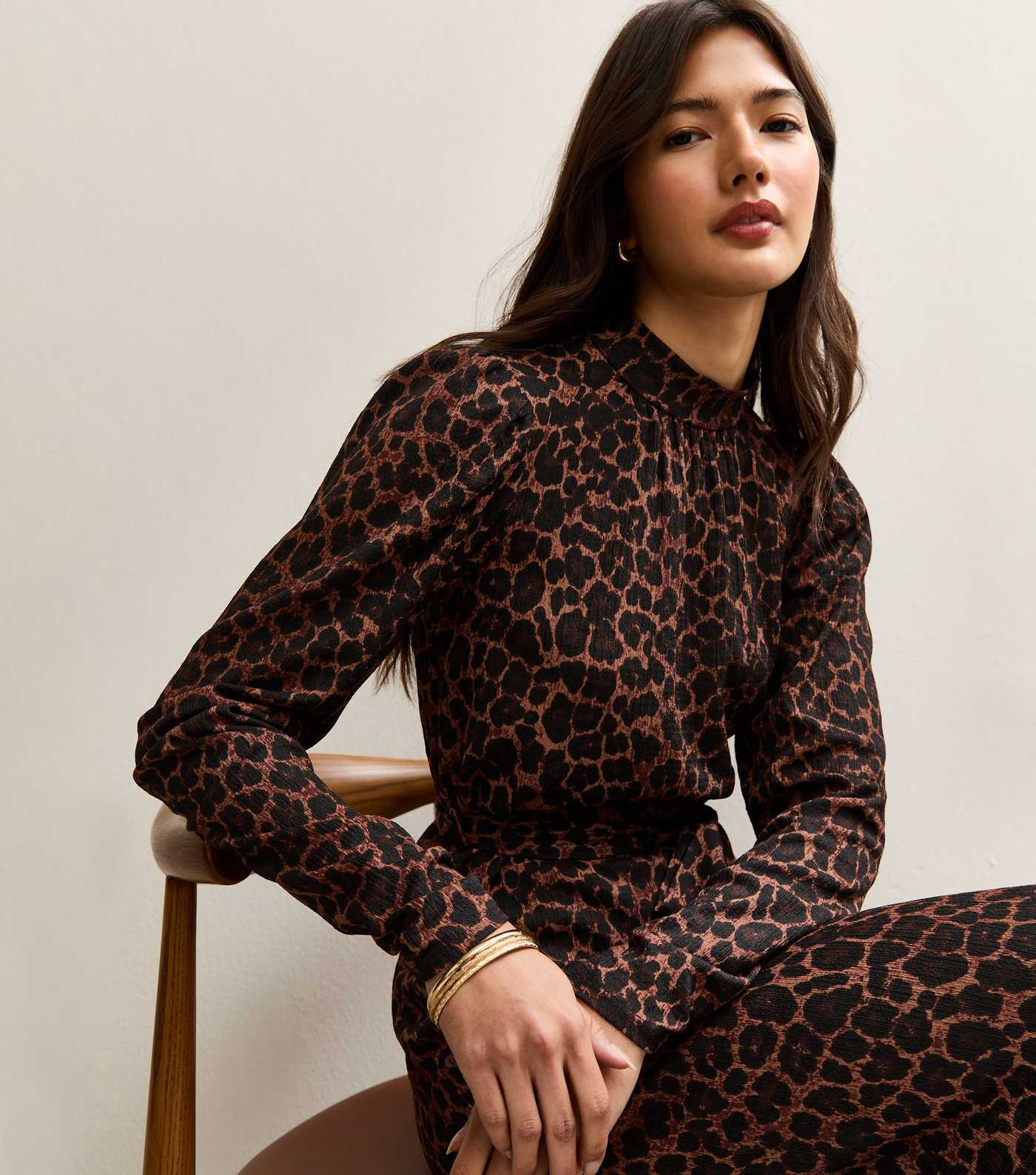 Brown Animal Print High Neck Midi Dress | New Look | New Look (UK)