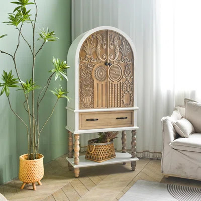 Arched Flower Carved Door Accent Sideboard Cabinet | Wayfair North America
