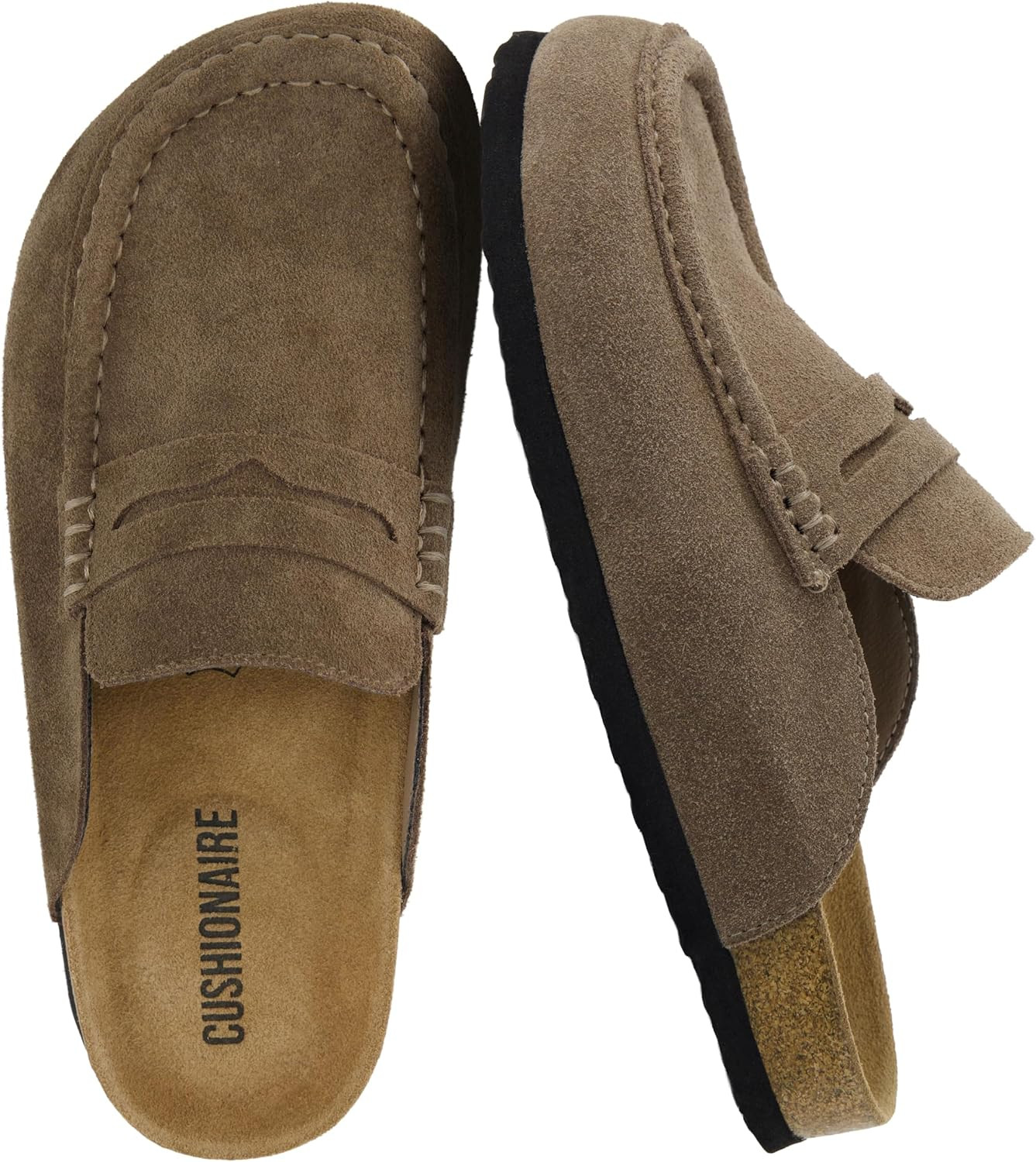 CUSHIONAIRE Fondu Genuine Leather Mule Clogs for Women, Comfortable Slip On Womens Shoes with Penny Strap Accent and Memory Foam Footbed | Amazon (US)