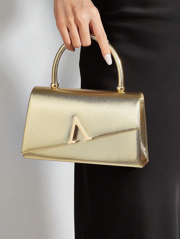 Large Capacity Elegant Evening Clutch Bag, Shiny Ladies Handbag, Fashionable Flap Design, Luxurious Feel, Perfect For Various Glamorous Occasions, Ideal Accessory For Weddings And Party Events | SHEIN