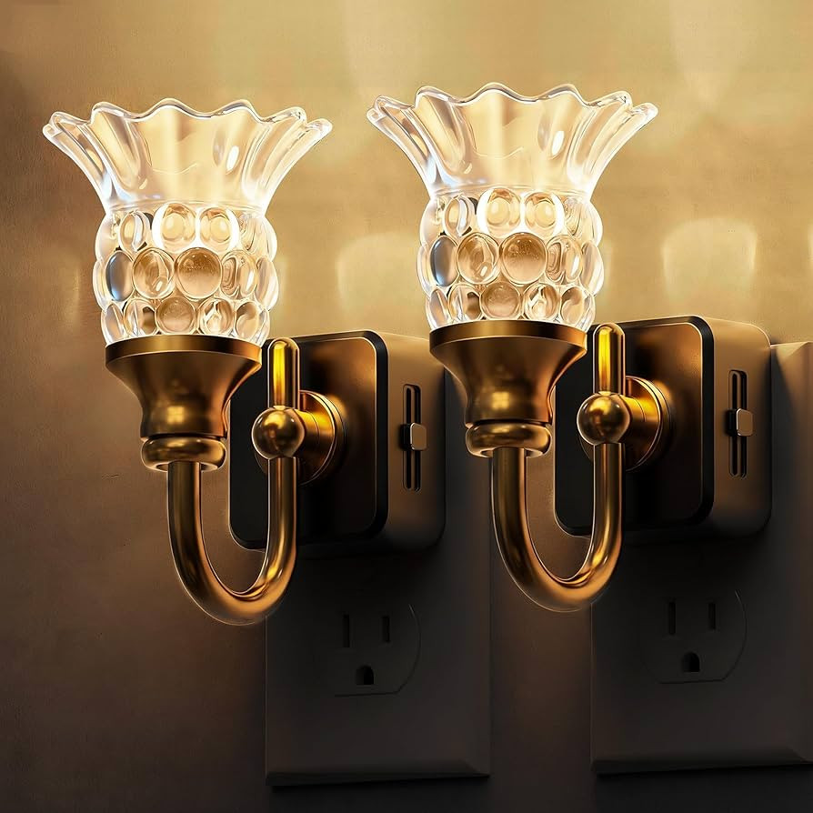 L LOHAS LED Night Lights Plug into Wall, 2 Pack 3000K Soft White LED Floral Night Light with Auto... | Amazon (US)