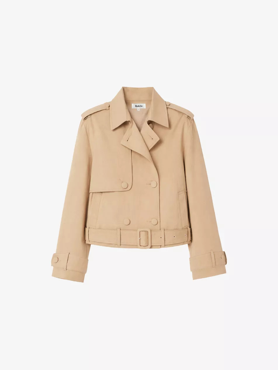 Cropped Belted-Hem Cotton Trench | Selfridges