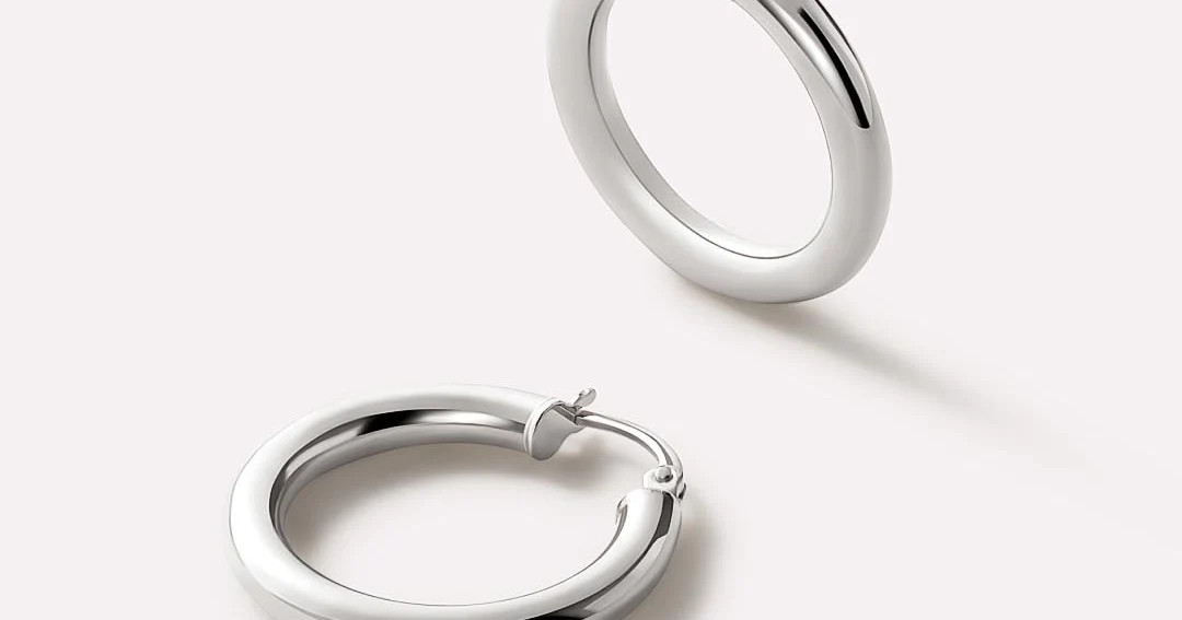 White Gold Hoop Earrings - White Gold Classic Hoops Medium | Ana Luisa